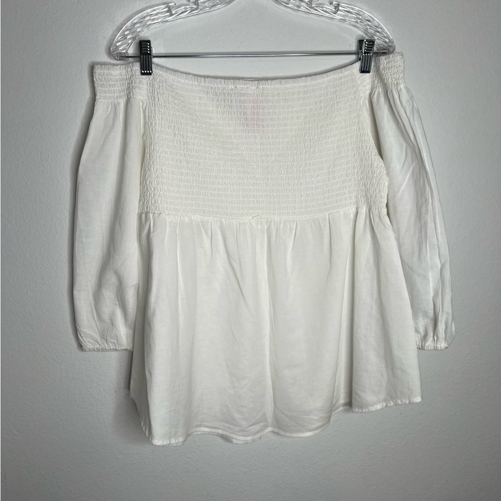 Women’s No Boundaries Shirt  Shirred Summer Top Size XL (15-17) White